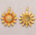 Gold PVD Stainless Steel Textured Sunflower Pendant