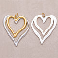 Gold PVD Stainless Steel Double Heart Open Charm