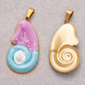 Gold PVD Stainless Steel Shell Pearl Nautilus Sundial Sea Shell Pendant