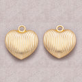 Gold PVD Stainless Steel Ribbed Dome Love Heart Charm