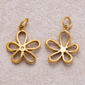 Gold PVD Stainless Steel Open Daisy Flower Outline Mini Charm