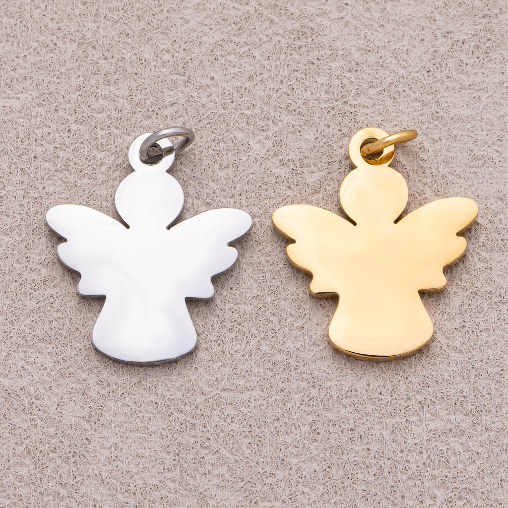 Gold PVD Stainless Steel Silhouette Baby Angel Charm in Gold & Silver