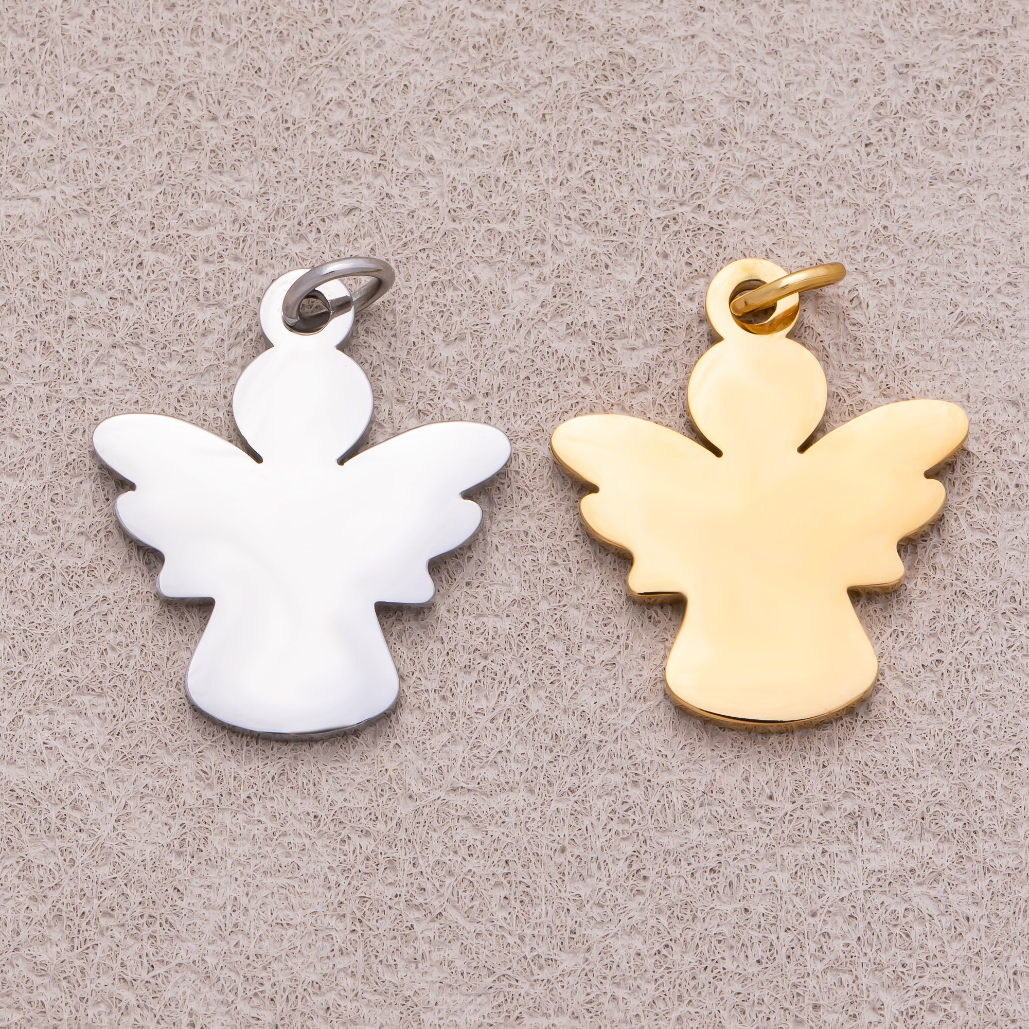 Gold PVD Stainless Steel Silhouette Baby Angel Charm in Gold & Silver