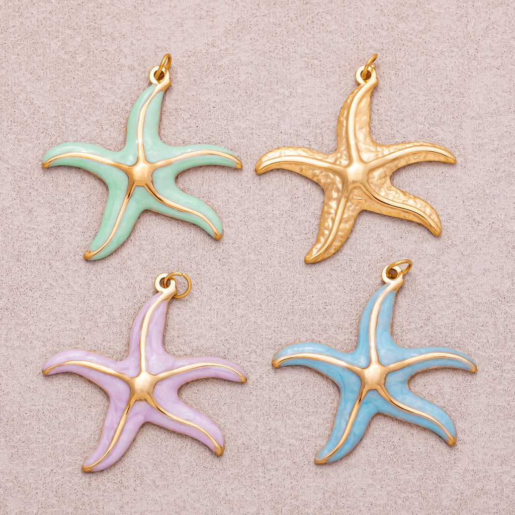 Gold PVD Stainless Steel Pastel Ocean Starfish Charm