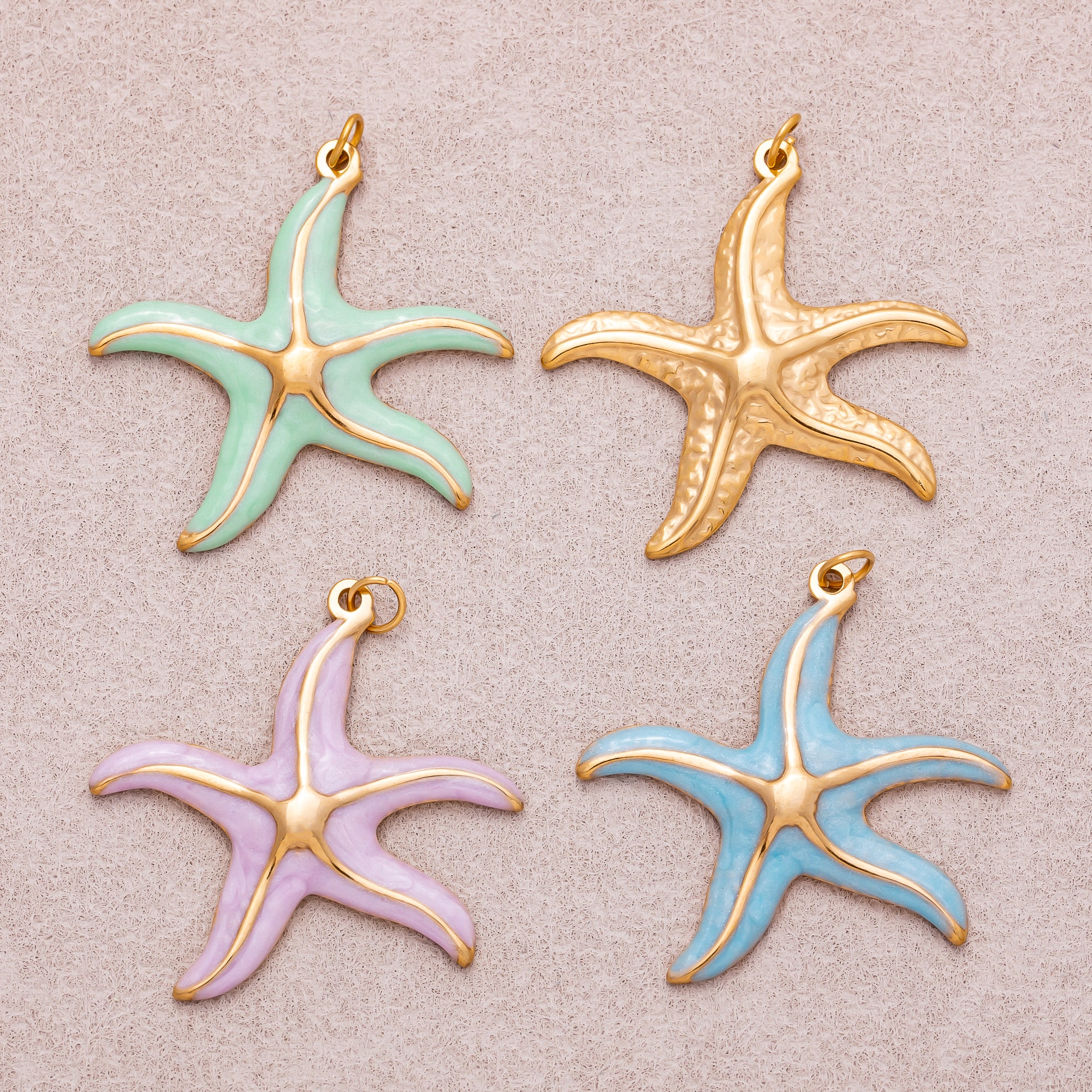 Gold PVD Stainless Steel Pastel Ocean Starfish Charm