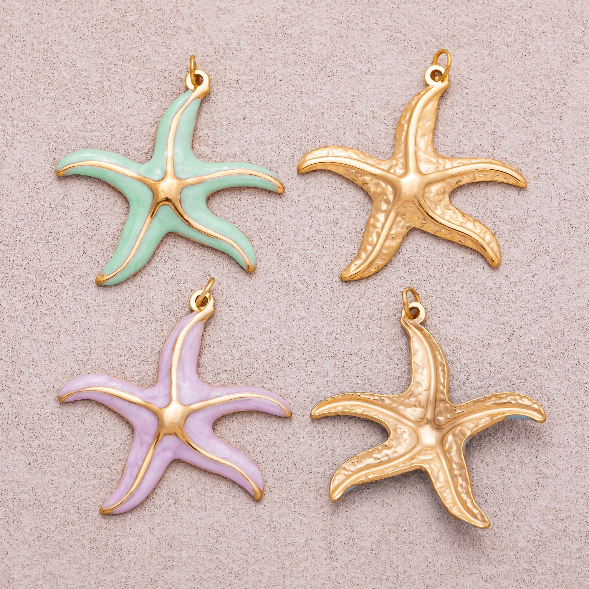 Gold PVD Stainless Steel Pastel Ocean Starfish Charm