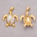 Gold PVD Stainless Steel Mother of Pearl Ocean Turtle Beach Pendant