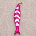 Gold PVD Stainless Steel Pink, Blue White-Lined Fish Sea 3D Multidimensional Charm