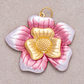 Gold PVD Stainless Steel Pink, Blue, Black Enamel Blooming Flower Charm