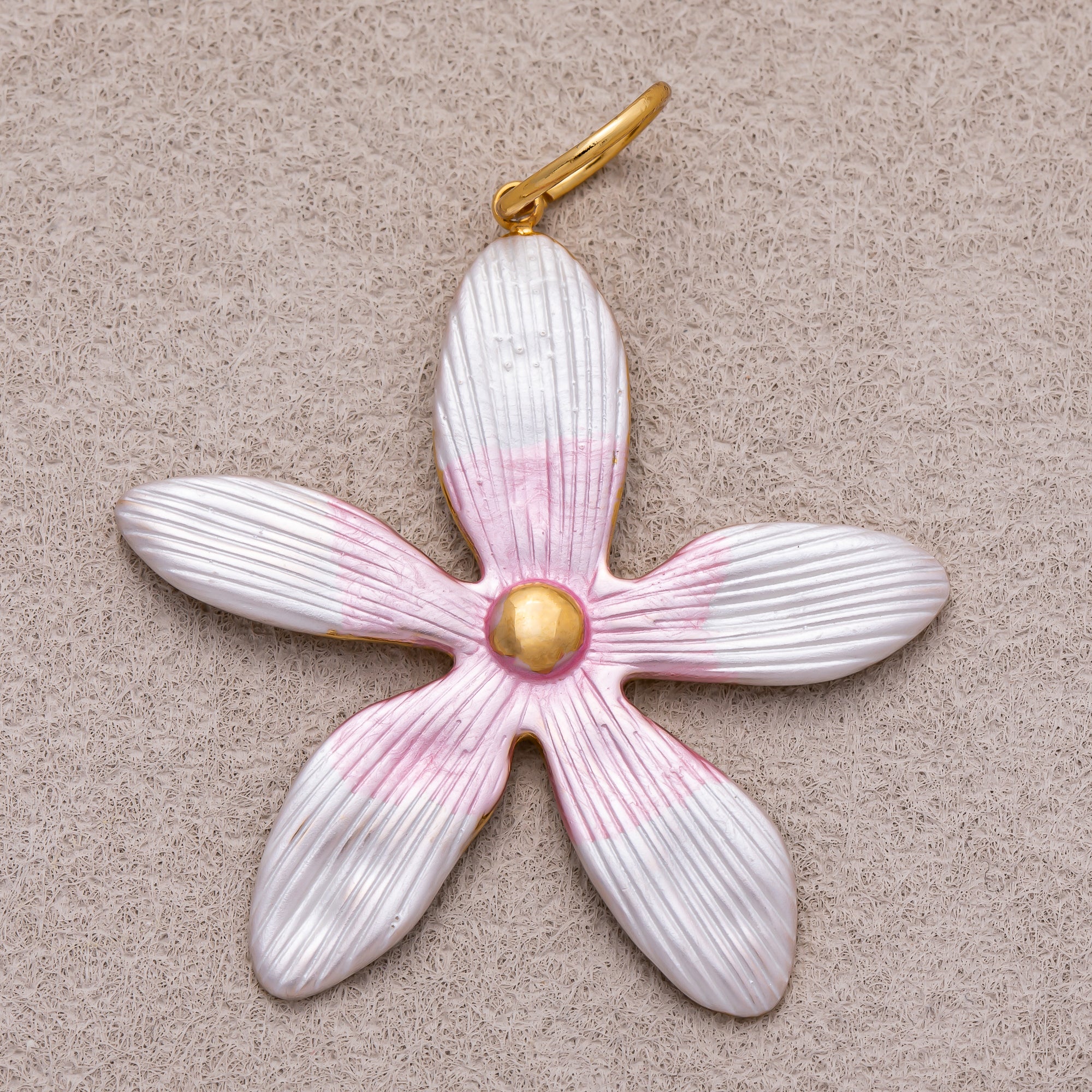 Gold PVD Stainless Steel Pink, Green, Black Enamel Gradient Flower Charm