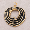 Gold PVD Stainless Steel Black and White Enamel Irregular Oval Multiple Layers Charm