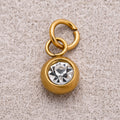 Gold PVD Stainless Steel Clear CZ Tiny Round Bezel Cut Charm