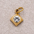 Gold PVD Stainless Steel Round CZ Tiny Bezel Cut Rhombus Charm