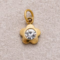 Gold PVD Stainless Steel Round CZ Tiny Bezel Cut Flower Shaped Charm