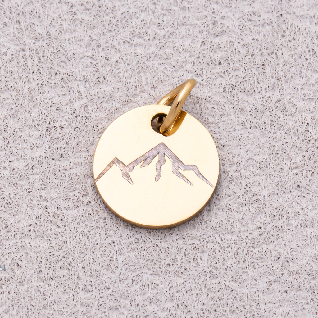 Gold PVD Stainless Steel Minimalist Nature Round Disc Medallion Charm