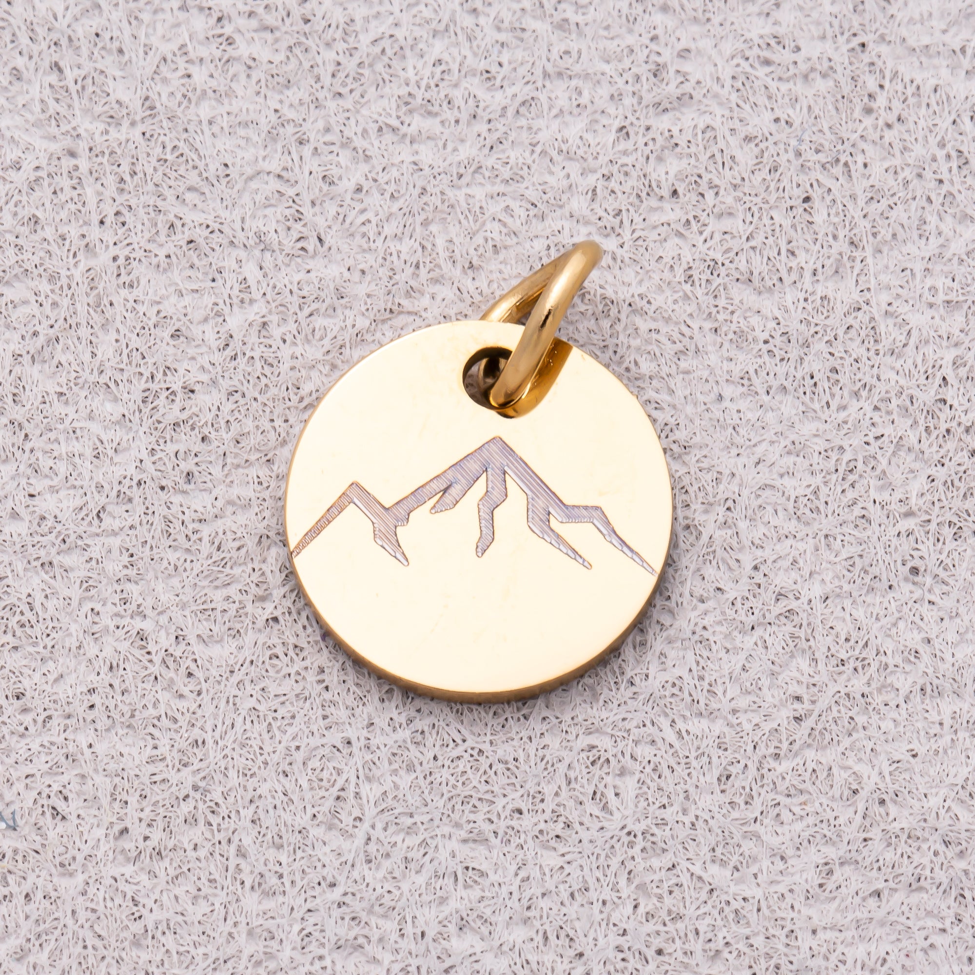 Gold PVD Stainless Steel Minimalist Nature Round Disc Medallion Charm