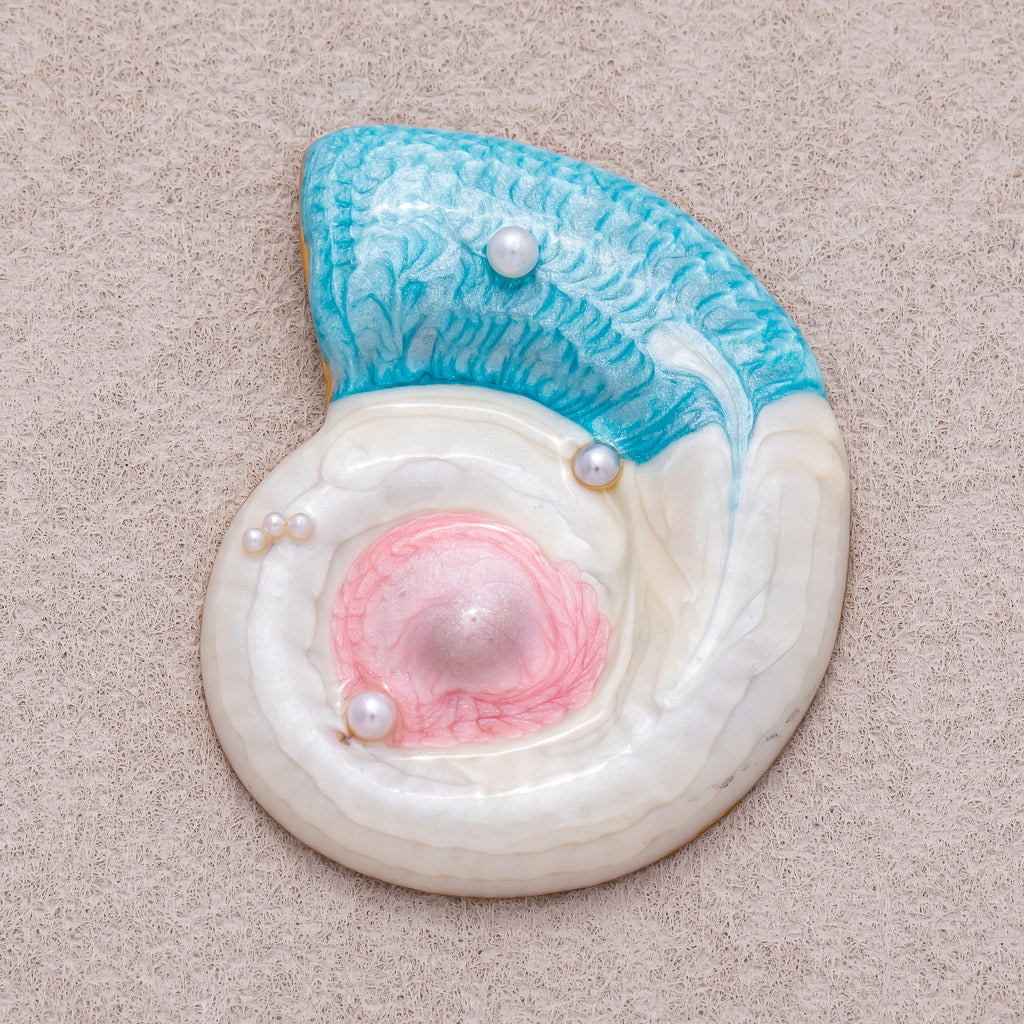 Gold PVD Stainless Steel Shell Pearl Colorful Ocean Nautical Sea Shell Enamel Pendant