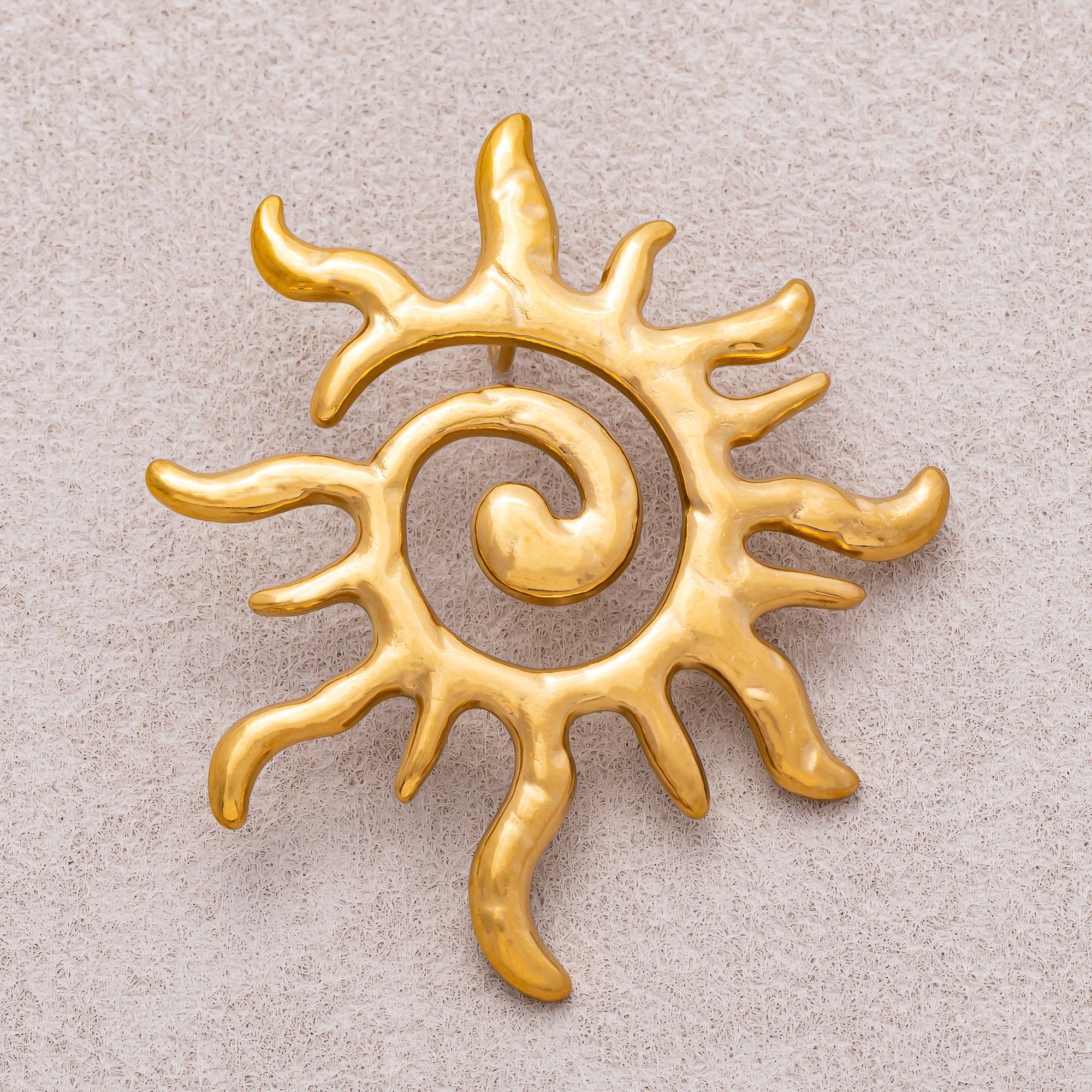 Gold PVD Stainless Steel Celestial Tribal Sun Pendant