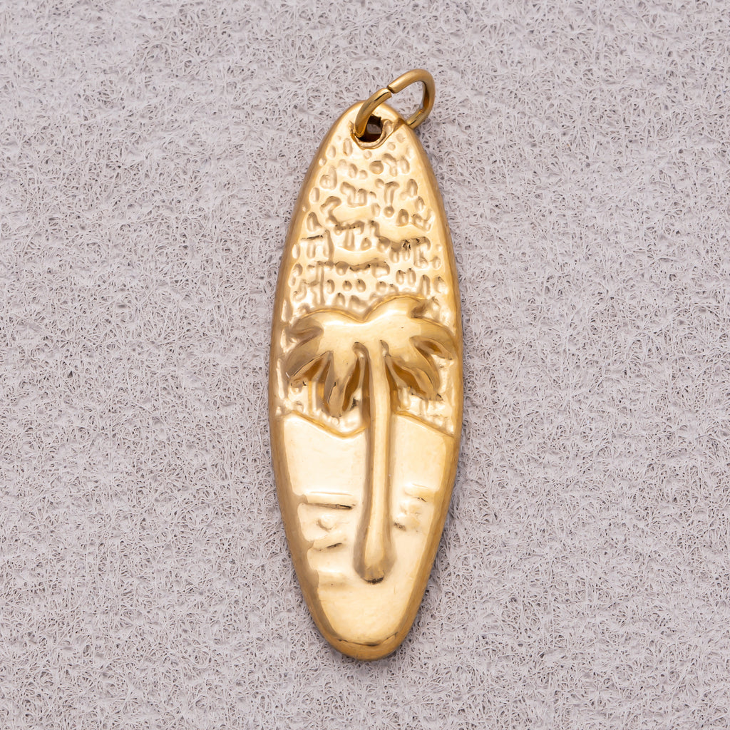 Gold PVD Stainless Steel Surfer Nautical Palm Tree Beach Charm