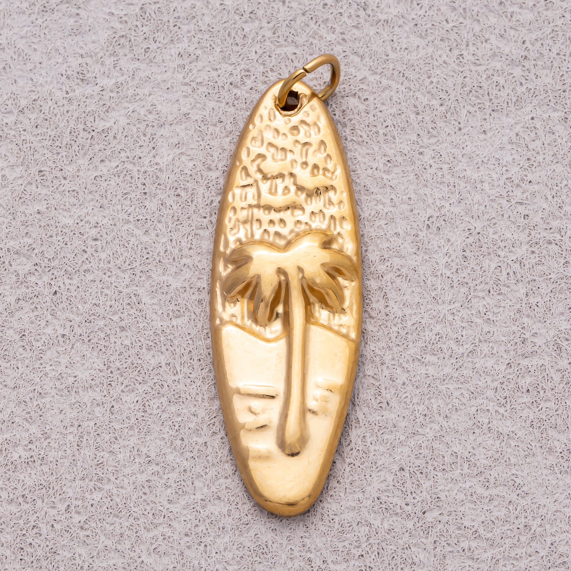 Gold PVD Stainless Steel Surfer Nautical Palm Tree Beach Charm