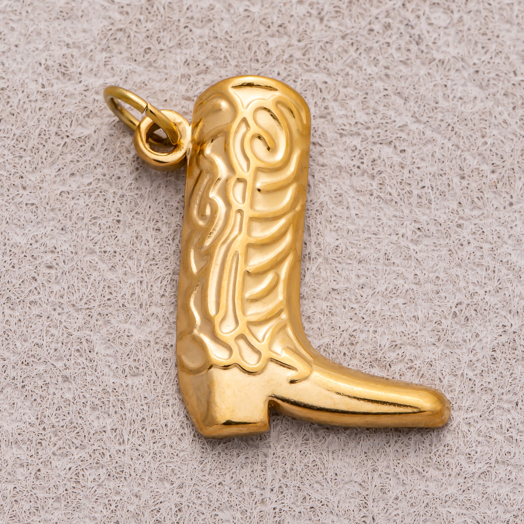 Gold PVD Stainless Steel Geometric Texas Cowboy Boots Charm