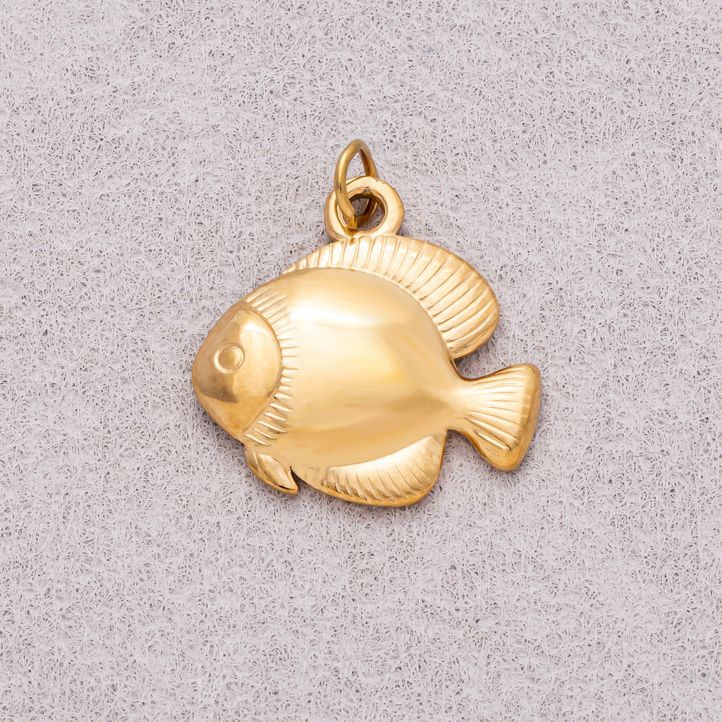Gold PVD Stainless Steel Geometric Multidimensional Fish Sea Animal Charm