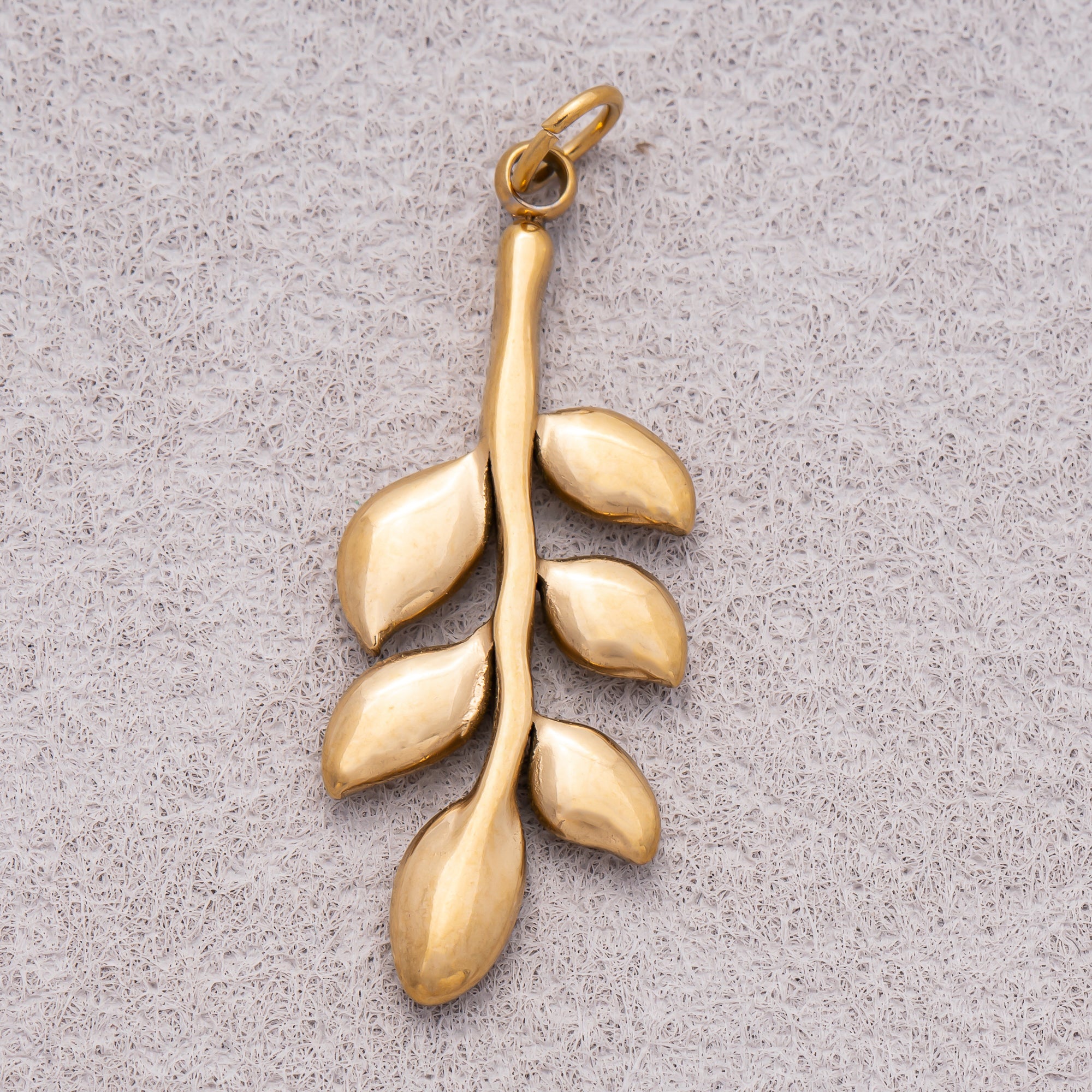Gold PVD Stainless Steel Plain Leaf Plant Charm