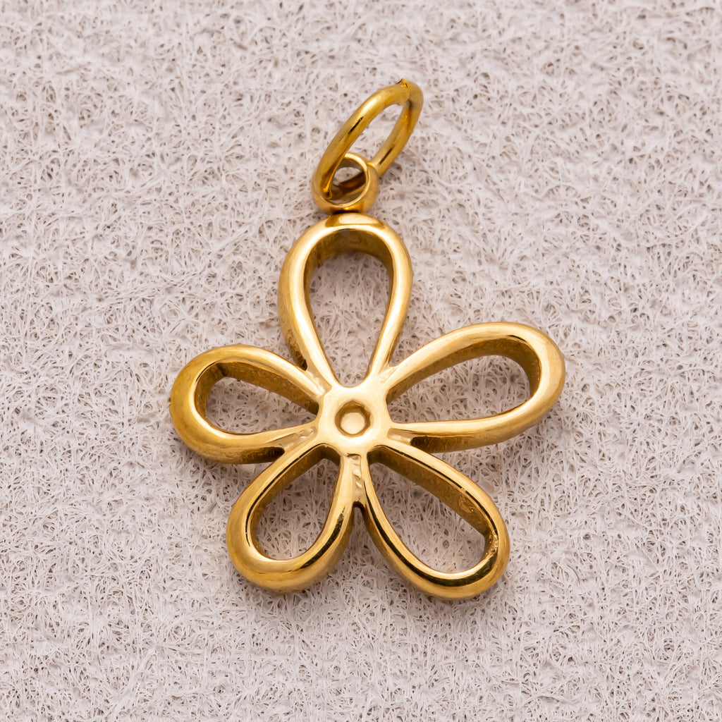 Gold PVD Stainless Steel Open Daisy Flower Outline Mini Charm