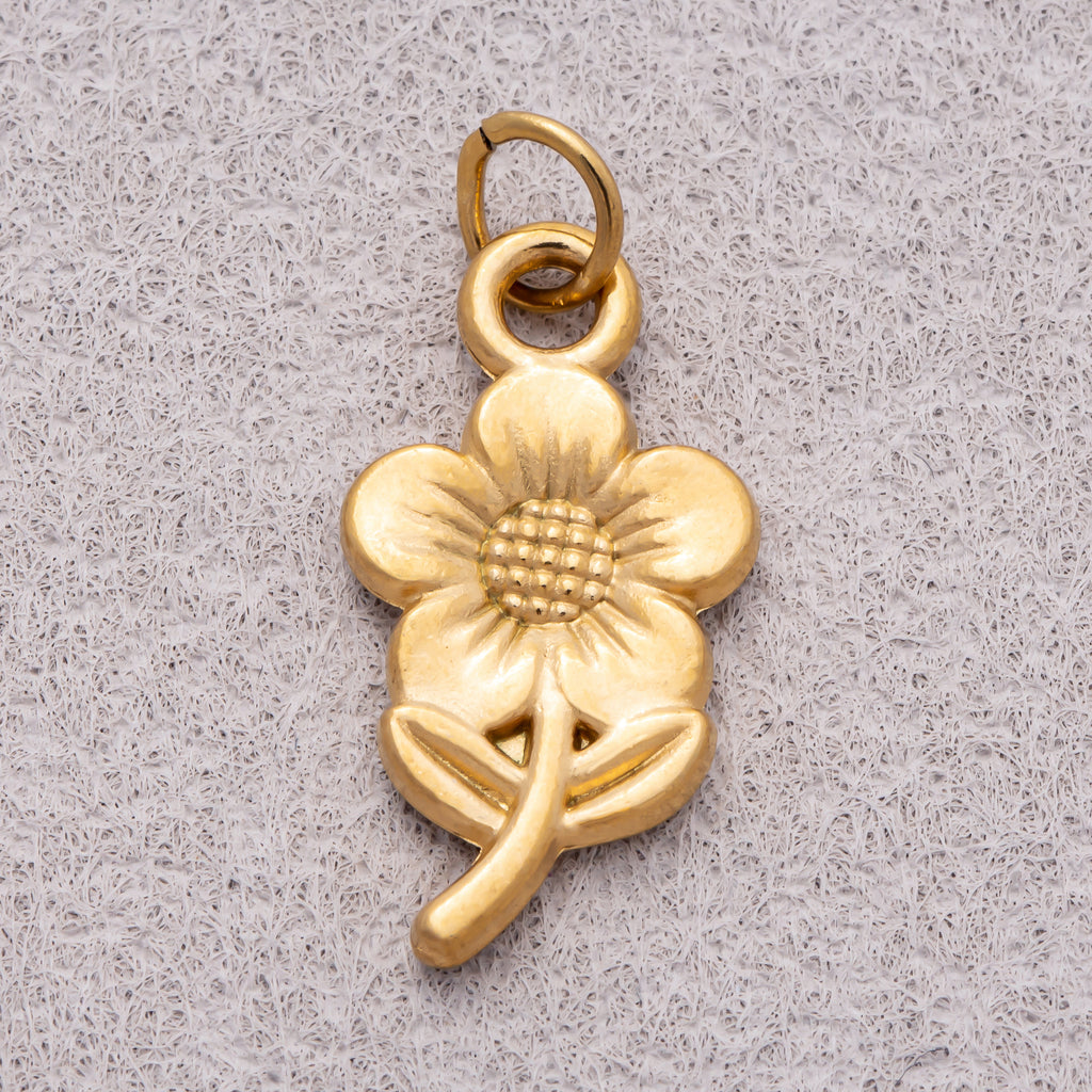 Gold PVD Stainless Steel Minimalist Daisy Flower Mini Charm