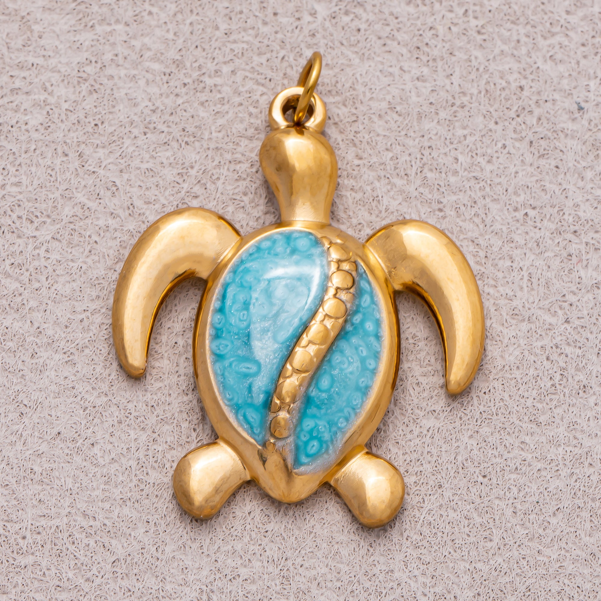 Gold PVD Stainless Steel Pink, Blue Enamel Tortoise Turtle Animal Charm
