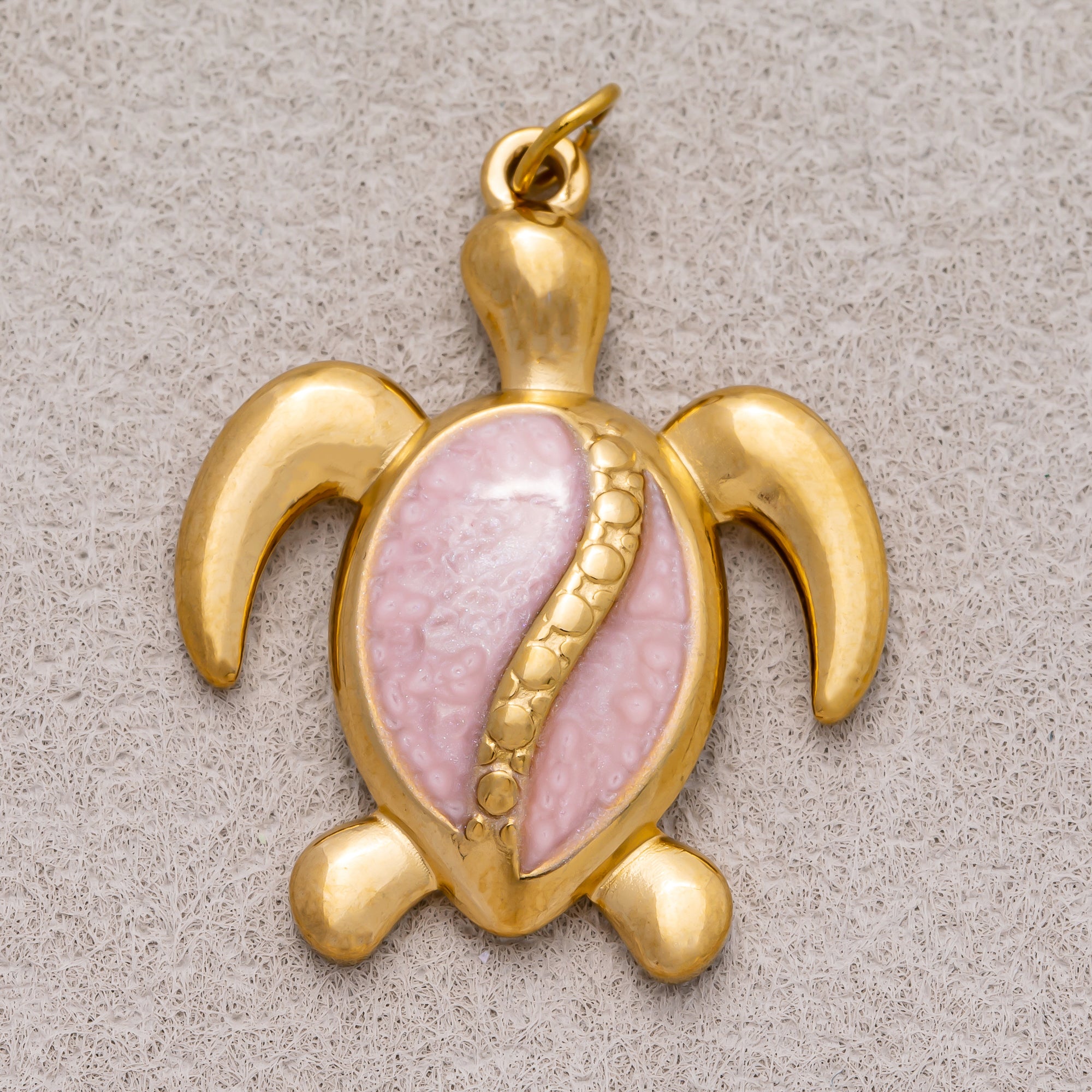 Gold PVD Stainless Steel Pink, Blue Enamel Tortoise Turtle Animal Charm