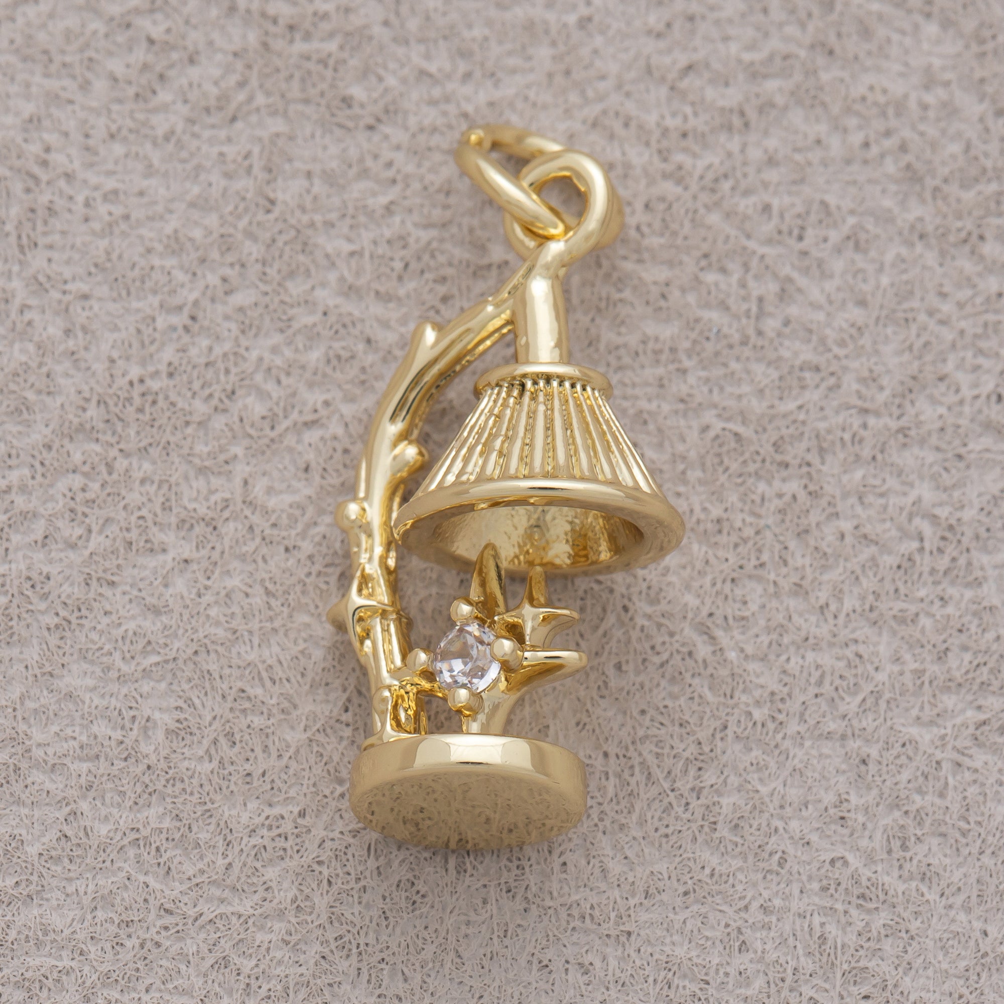 16K Gold Plated Clear CZ Vintage Desk Lamp Starburst 3D Multidimensional Charm - Sold Each