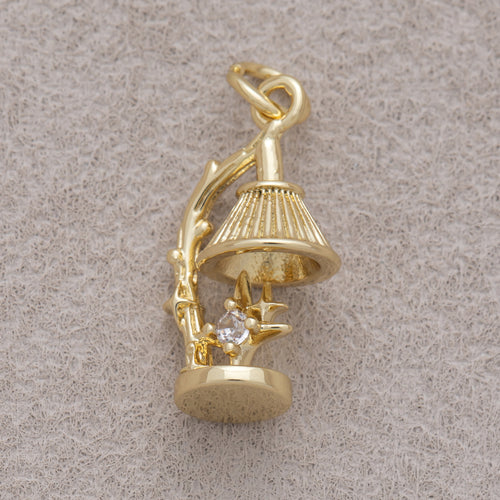 16K Gold Plated Clear CZ Vintage Desk Lamp Starburst 3D Multidimensional Charm - Sold Each