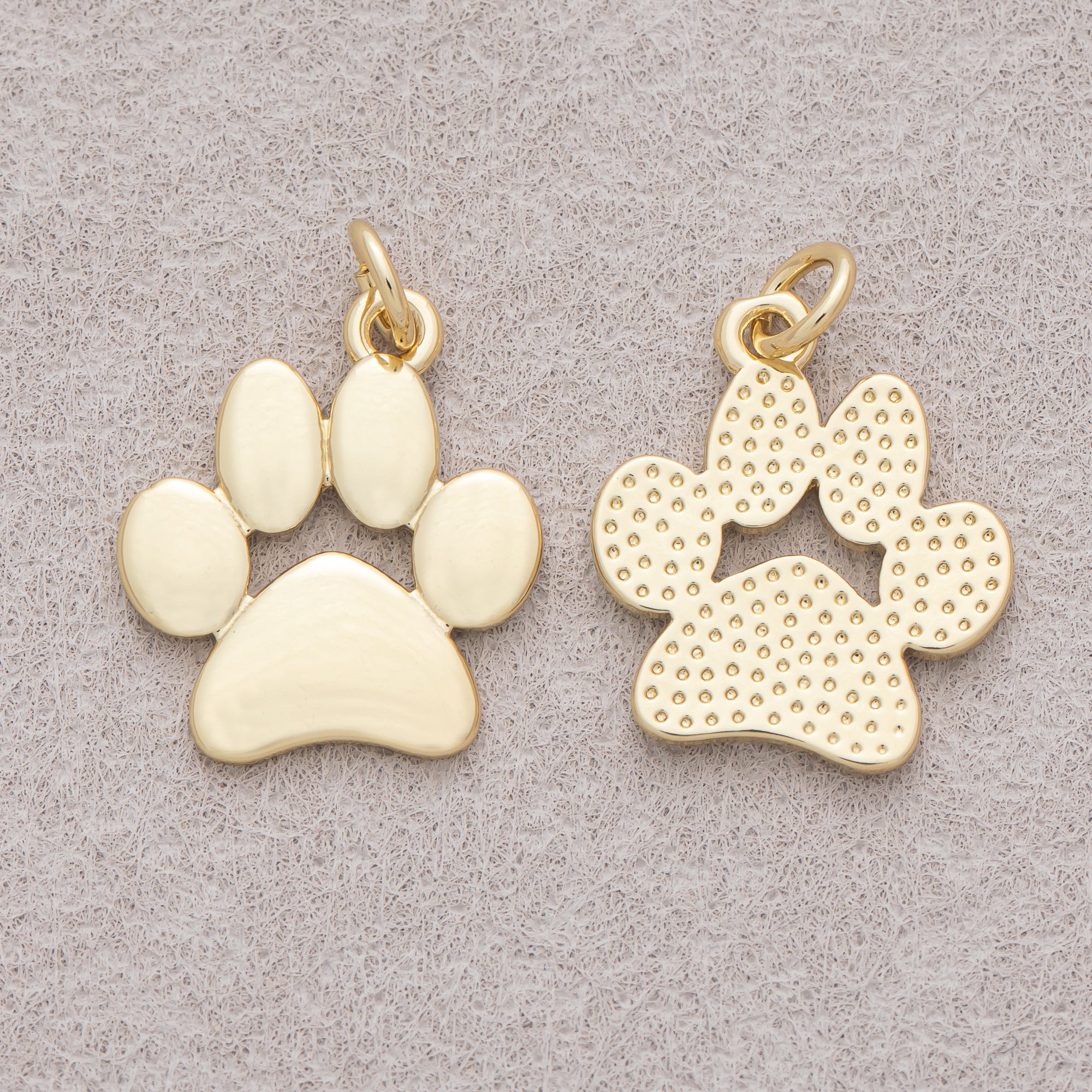 16K Gold Plated Minimalist Animal Pet Paw Charm - Sold Each