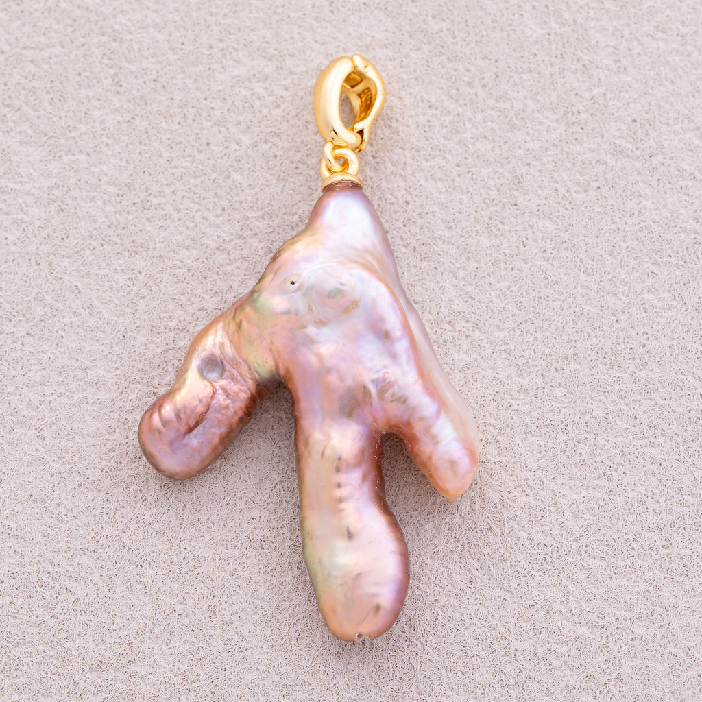 18K Gold Plated Purple, Pink, White Baroque Freshwater Pearl Pendant - Sold Each