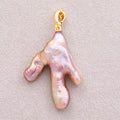 18K Gold Plated Purple, Pink, White Baroque Freshwater Pearl Pendant - Sold Each
