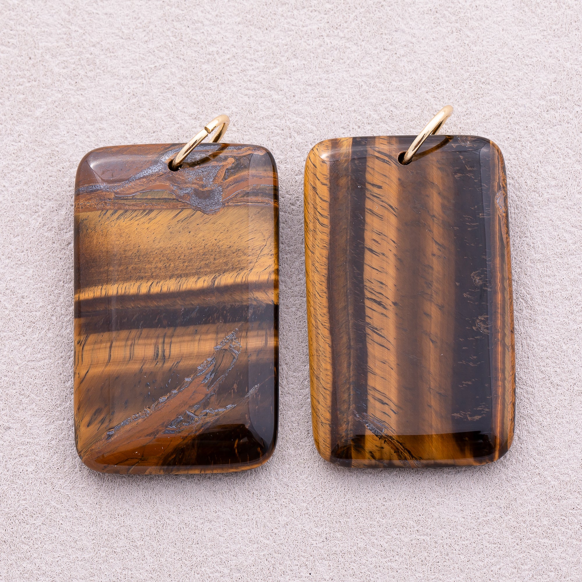 18K Gold Plated Multicolor Natural Gemstone Rectangular Pendant - Sold Each