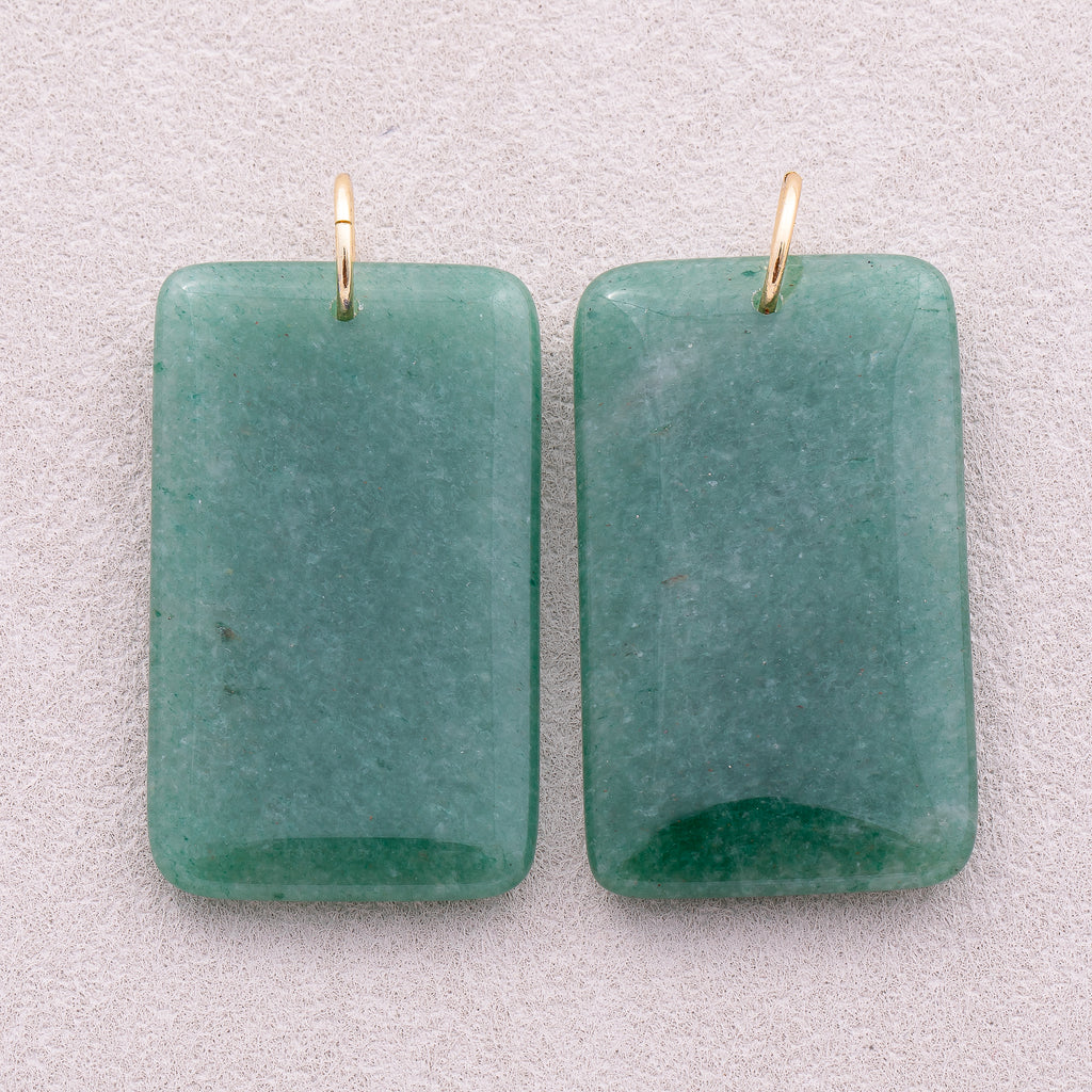 18K Gold Plated Multicolor Natural Gemstone Rectangular Pendant - Sold Each