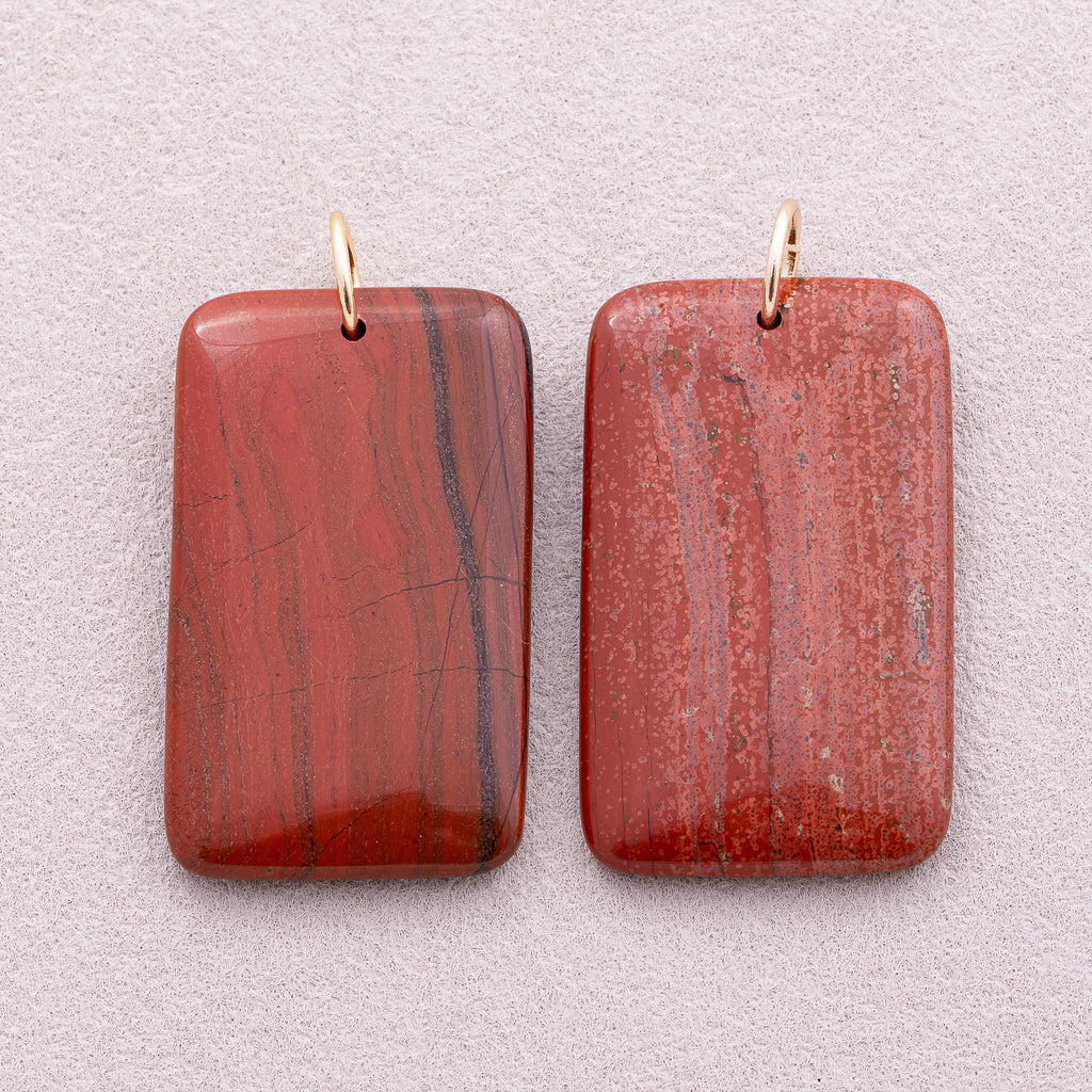 18K Gold Plated Multicolor Natural Gemstone Rectangular Pendant - Sold Each
