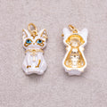 18K Gold Plated White Enamel Cute Fox Lucky Charm - Sold Each