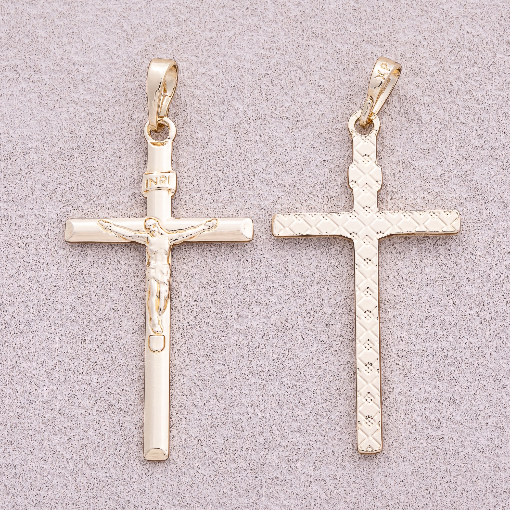 14K Gold Plated Flat Religious Cross Pendant - Sold Each
