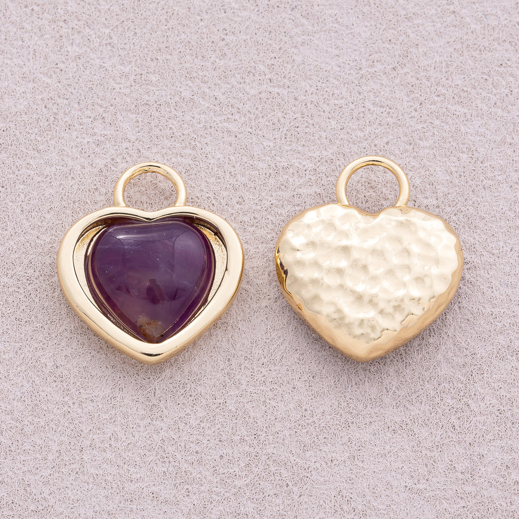 16K Gold Plated Violet Heart Padlock Pendant - Sold Each