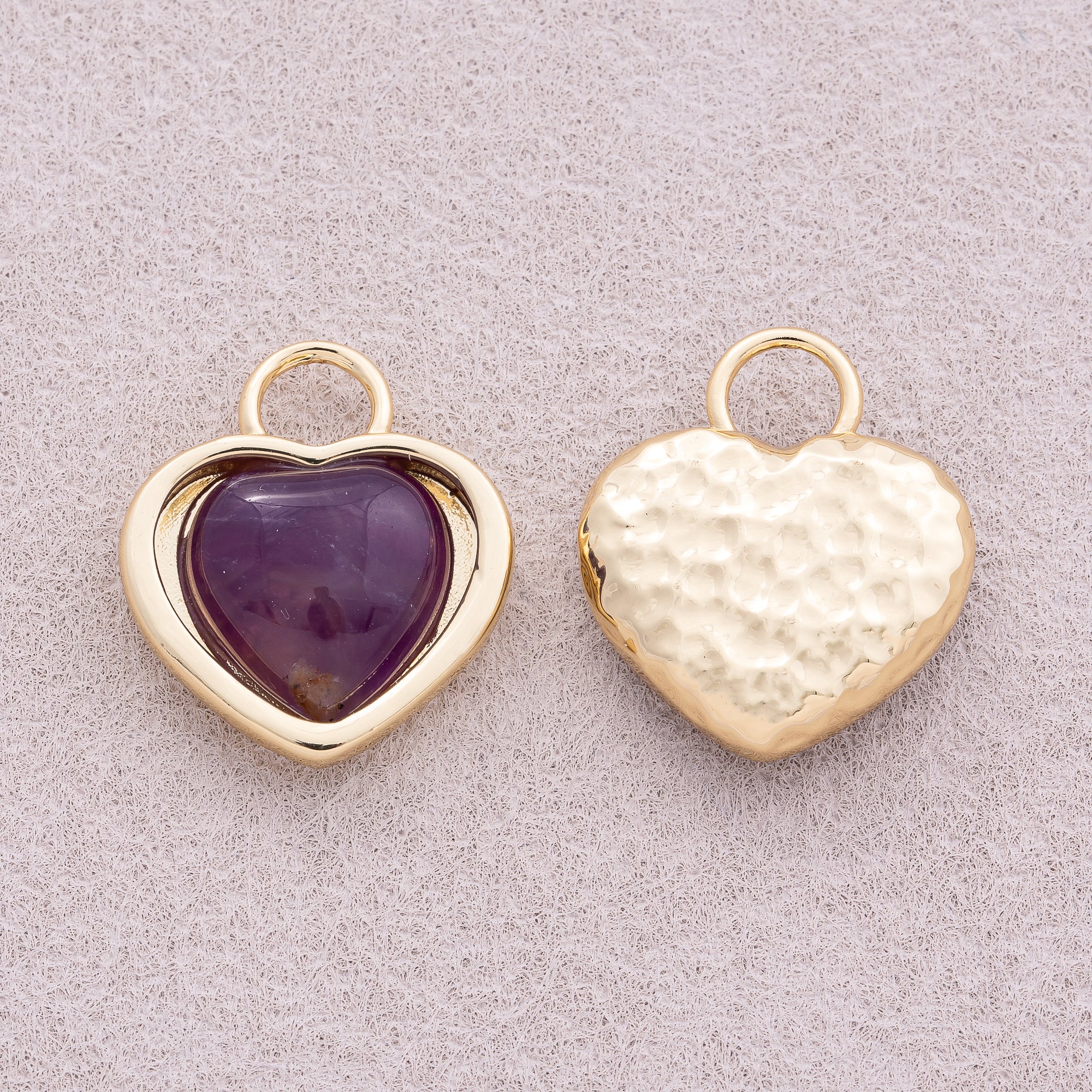 16K Gold Plated Violet Heart Padlock Pendant - Sold Each