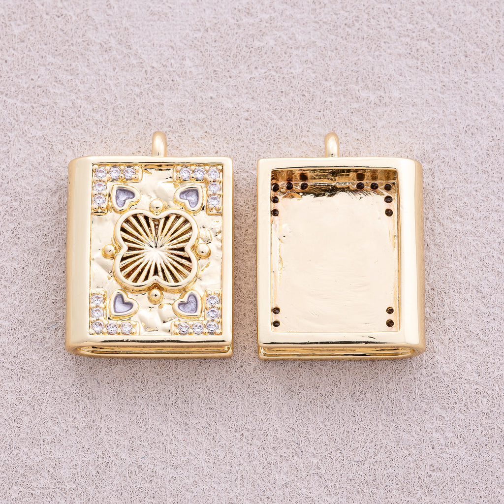 16K Gold Plated Heart CZ Magic Book Pendant - Sold Each