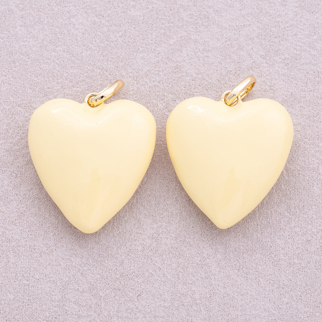 16K Gold Plated Colorful Pastel Heart Pendant - Sold Each