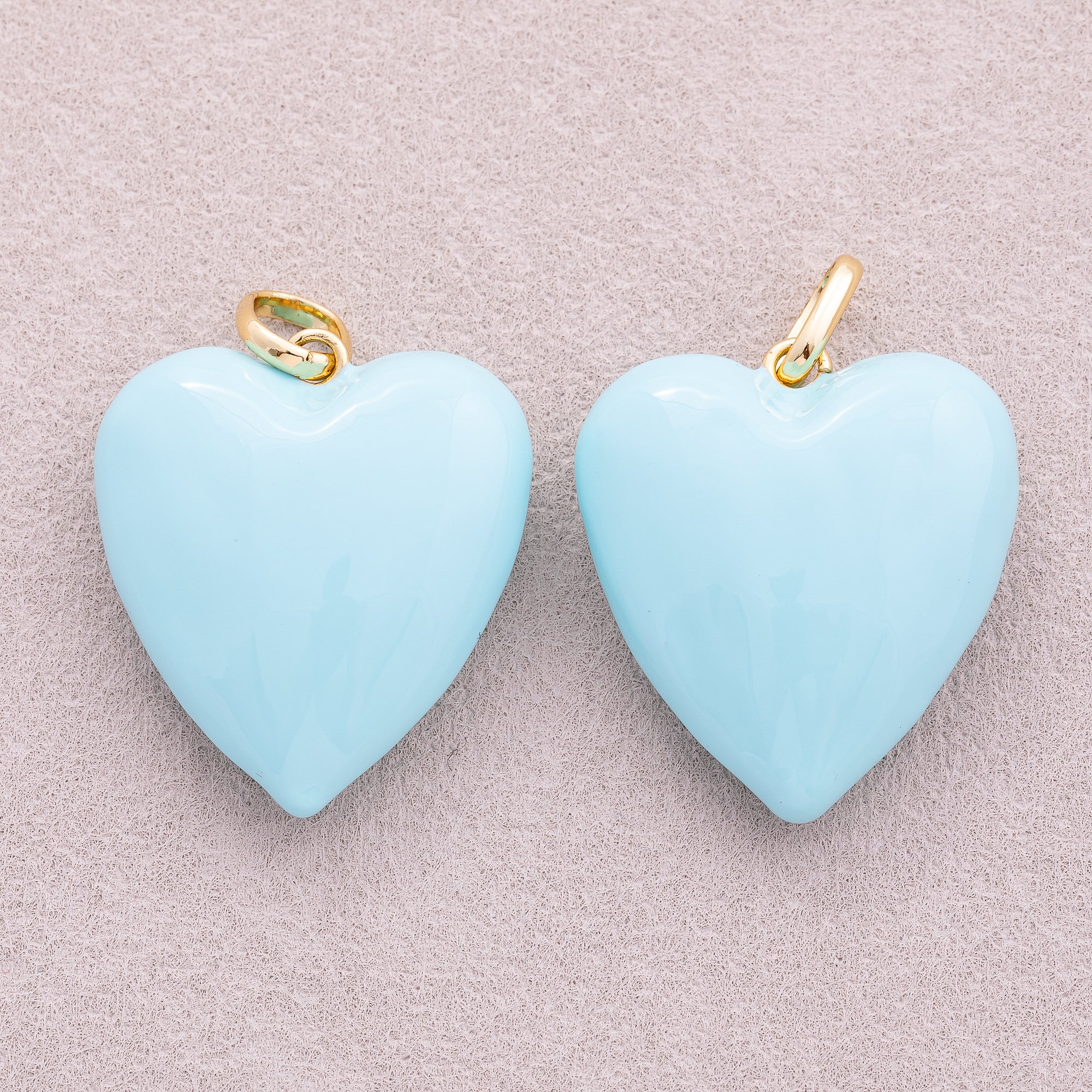 16K Gold Plated Colorful Pastel Heart Pendant - Sold Each