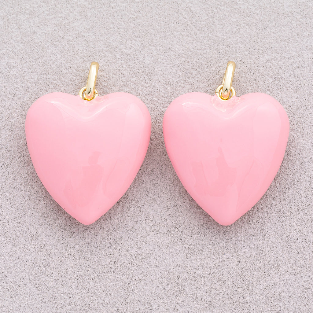 16K Gold Plated Colorful Pastel Heart Pendant - Sold Each