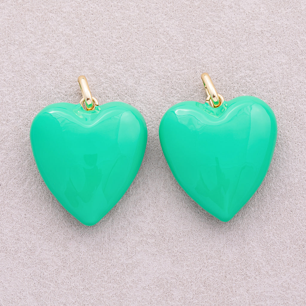 16K Gold Plated Colorful Pastel Heart Pendant - Sold Each