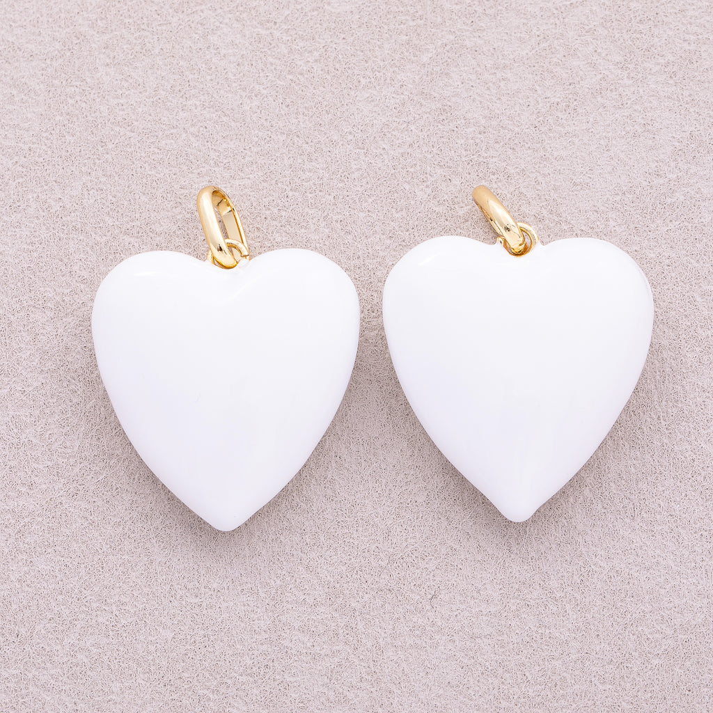 16K Gold Plated Colorful Pastel Heart Pendant - Sold Each