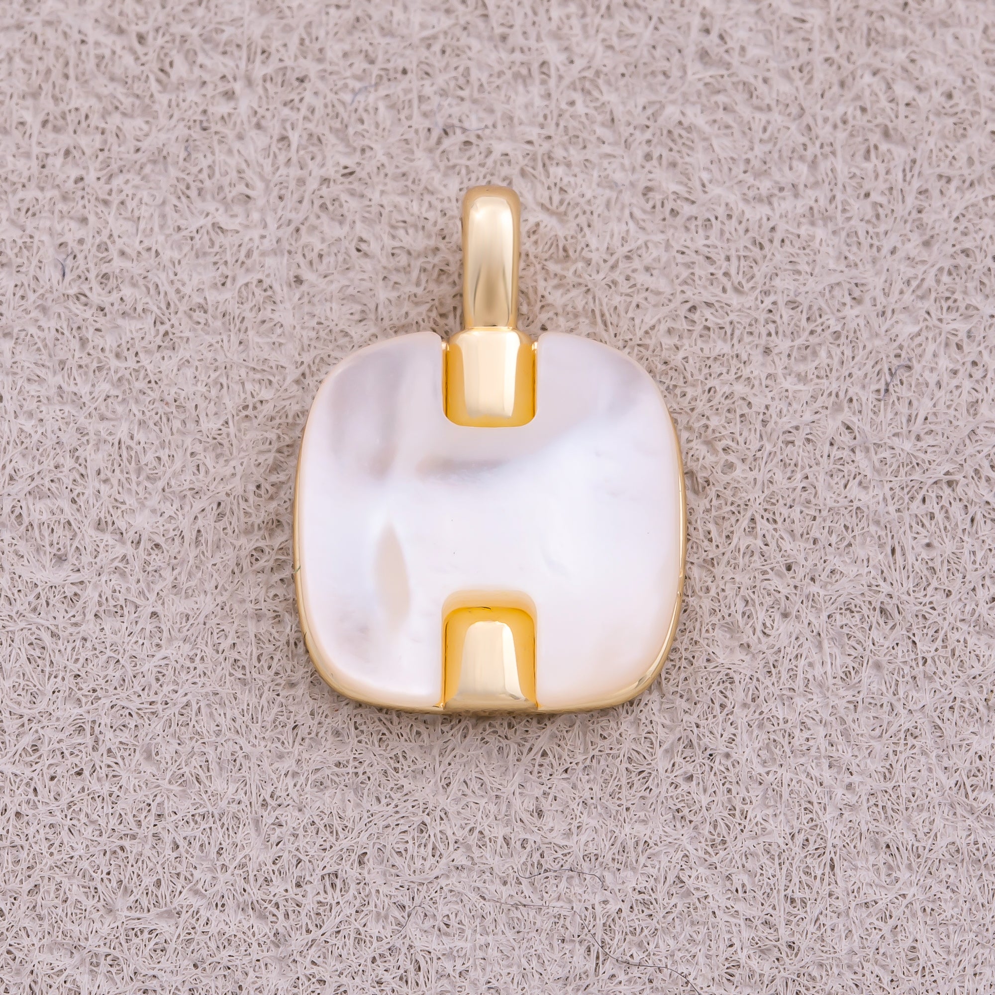 16K Gold Plated Mother Of Pearl Square Tag Charm - Sold Each